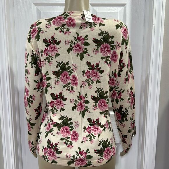 BROOKS BROTHERS MERINO WOOL SWEATER. PINK/GREEN/CREAM. - Picture 2 of 7